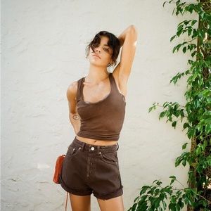 Zara High Rise Shorts Chocolate Brown